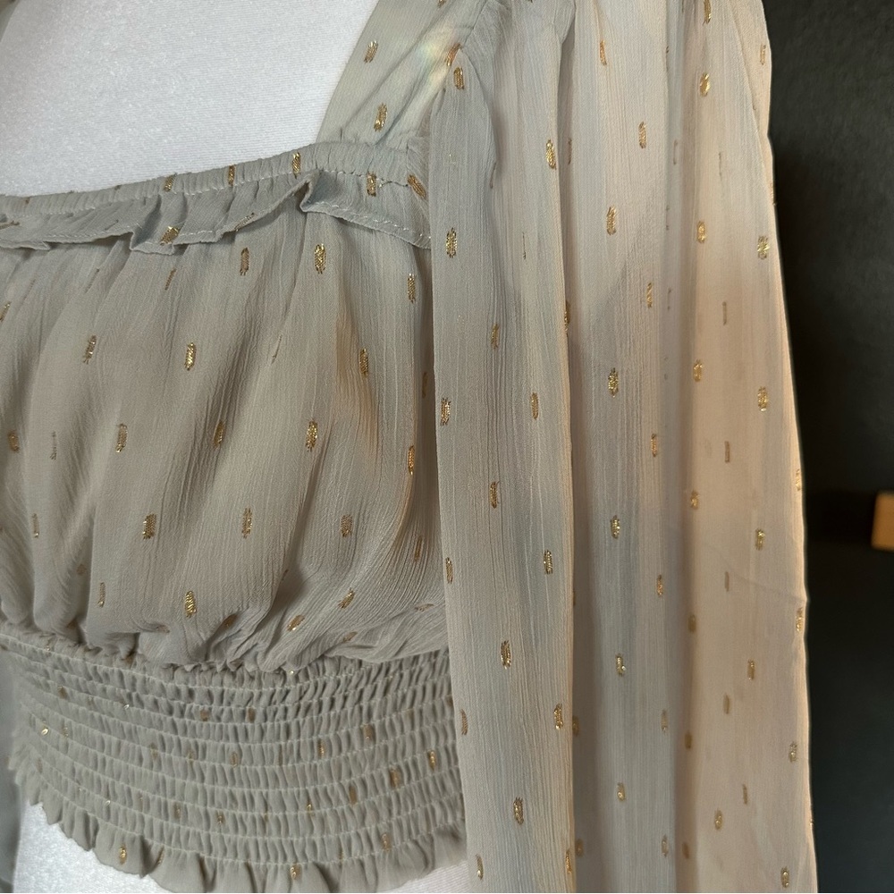 Blu Pepper grey Smocked Blouse - Picture 2 of 4